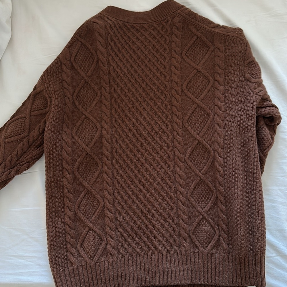 Sunday Best Aritzia Brown Cable Knit Cardigan Sweater - Picture 2 of 4